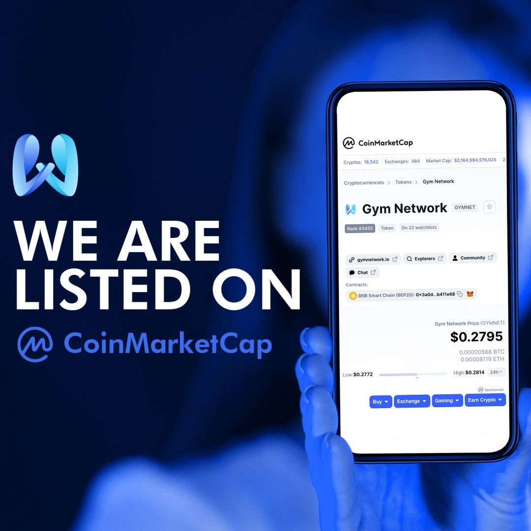 🥰Dear GYMNET Community💪

👑We are listed on CMC Now🚀🚀🚀

coinmarketcap.com/currencies/gym…

All infos in our Telegram group:

t.me/gymnetwork_eng…

#DEFI #BSC #GYMNET