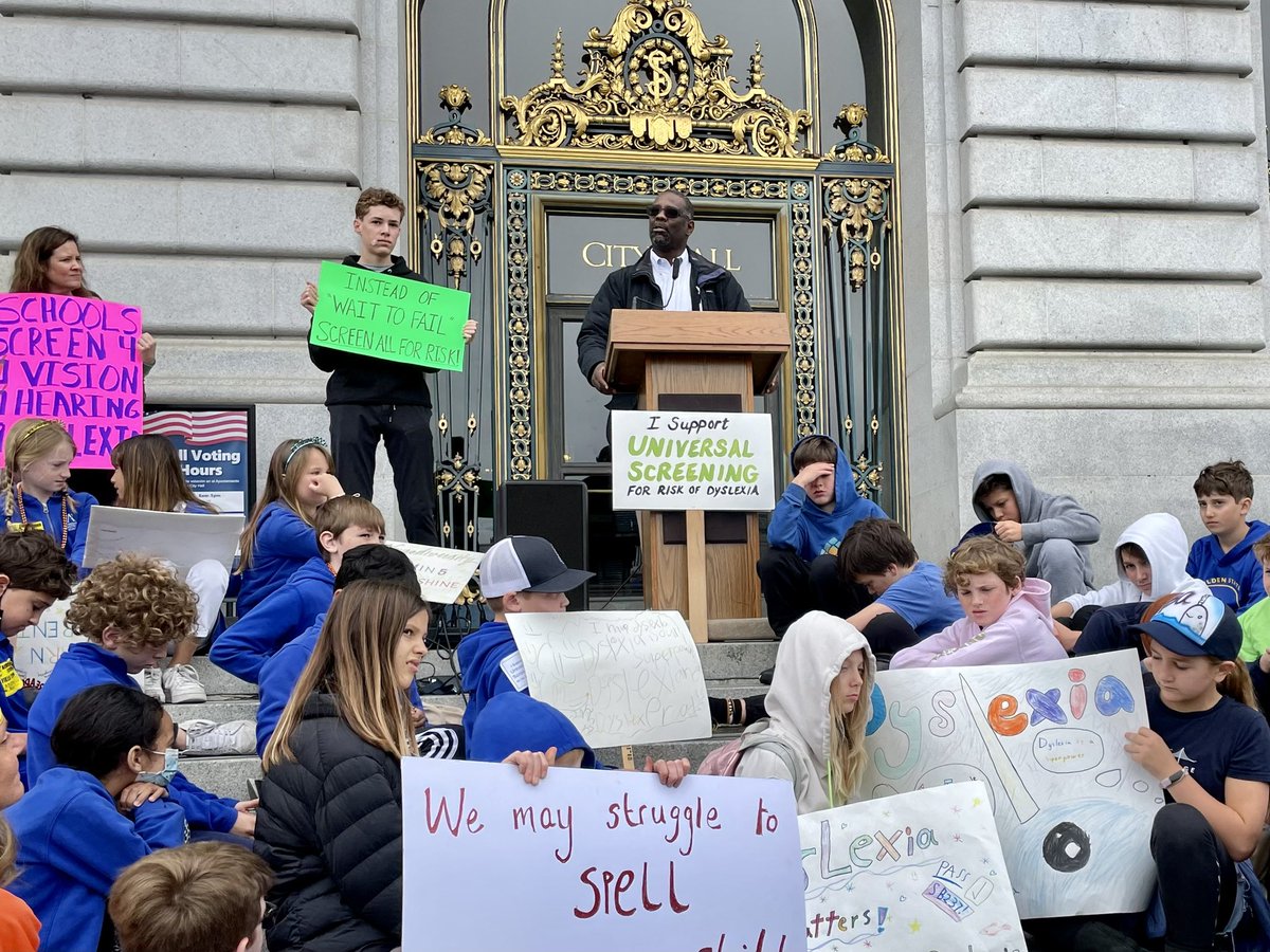 RonitGlickman's tweet photo. He calls #SB237 “Give every kid a chance Bill” and “Kids First Bill” A pleasure to hear @KJWinEducation speak today! @DDCalifornia #SFRallyforUniversalScreening https://t.co/zpPZCGsEUn