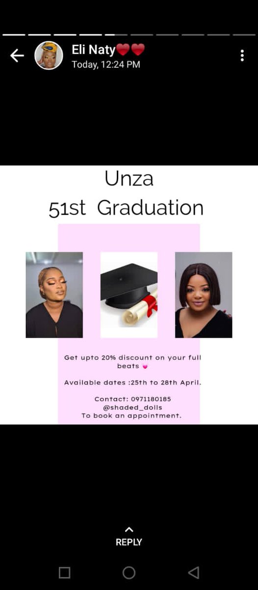 DobaniSingoJR's tweet photo. Chris Rock got his face beat and you can too with Shaded Dolls for the Unilus &amp; UNZA graduations at a 20% discount.

No I couldn't resist the pun so imwe just check out "Shaded Dolls" on Instagram too for more of their work.

Kindly RT for awareness bane https://t.co/R1UdmgjgED