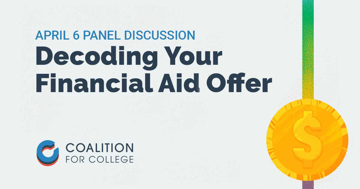 mycoalition's tweet photo. 🤔 Trying to make sense of your #financialaid offer or compare offers between schools?

📅 April 6: Learn from admissions &amp; financial aid pros at @BatesCollege, @StMarysMD, @UBuffalo, @Penn, and @yorkcollegepa, and ask your questions. 

👉 Sign up: https://t.co/zNAb24VdYZ https://t.co/rz2kFmQEAU