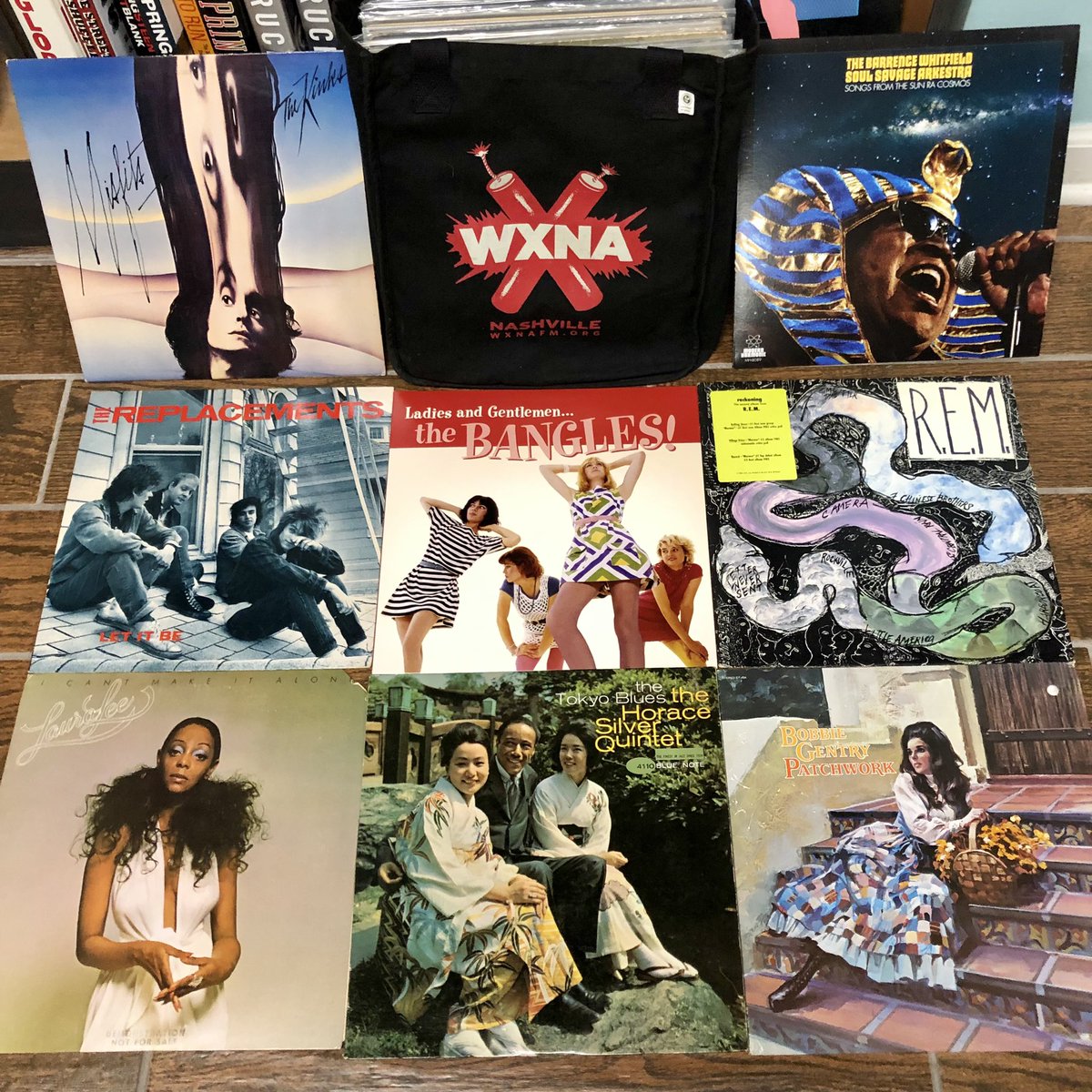 thedoyledavis's tweet photo. I have many records in the bag, some of them are displayed here. I will be playing them on the radio today at 5pm and hopefully something groovy will happen! Tune in #groovypotential on #WXNA 101.5 FM & https://t.co/fPwWbaeor3 https://t.co/eF048o0Llt