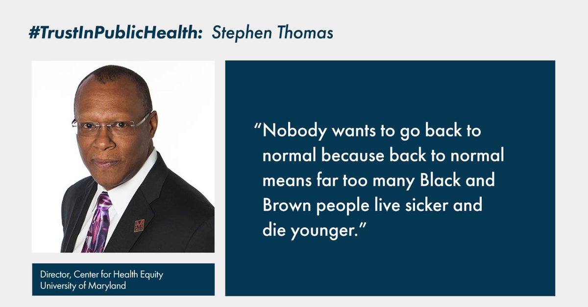 “We need to go to the community seeking their wisdom.” — Stephen Thomas on continuing to center community outreach in #publichealth when Covid-19 becomes endemic.  

Watch: ow.ly/ekR950Ivpu1 #TrustInPublicHealth #sodh #healthequity