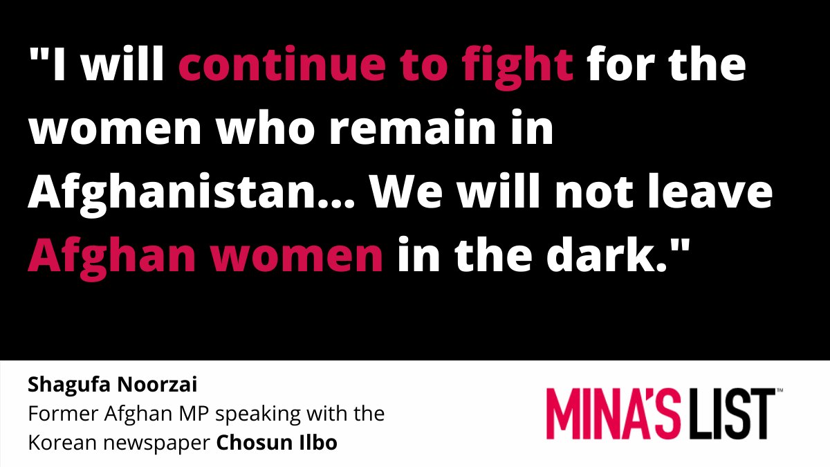 “I feel an infinite sense of responsibility for women left under the Taliban,” <a href="/MPNoorzai/">Shagufa Noorzai🇦🇫</a> said in a recent interview with <a href="/Chosun/">조선일보</a>. With help from Mina’s List, <a href="/homeofhope4/">Elpida Home</a> &amp; other orgs, Ms. Noorzai now lives in Greece &amp; advocates for #AfghanWomen’s rights: bit.ly/37Yvt2m