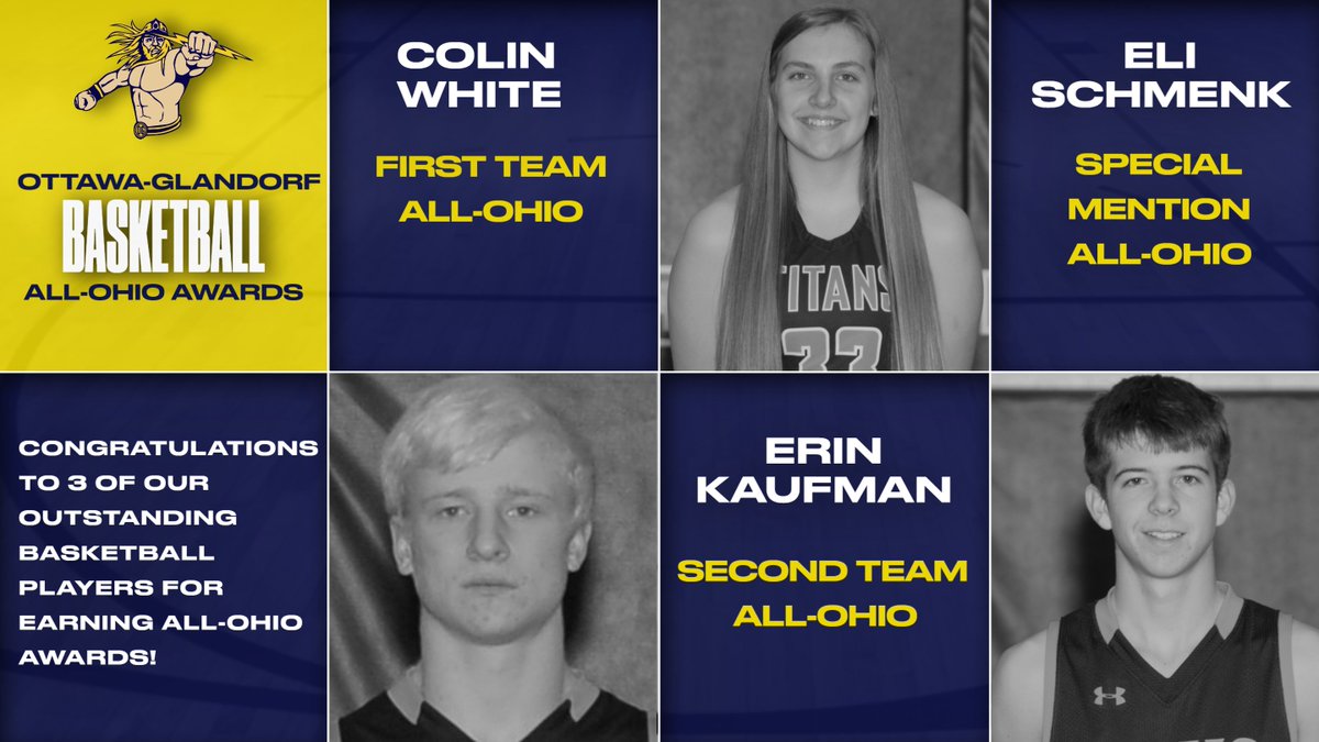 Congratulations to Colin White, Erin Kaufman, and Eli Schmenk for earning All-Ohio Honors! What an outstanding year both our boys and girls basketball teams had this year!