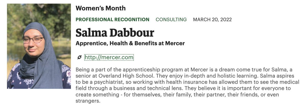 Overland High School Senior Salma Dabbour was featured in the Denver Business Journal for her apprenticeship with @mercer! 🙌

Congrats Salma! 

READ: bit.ly/3LspotA