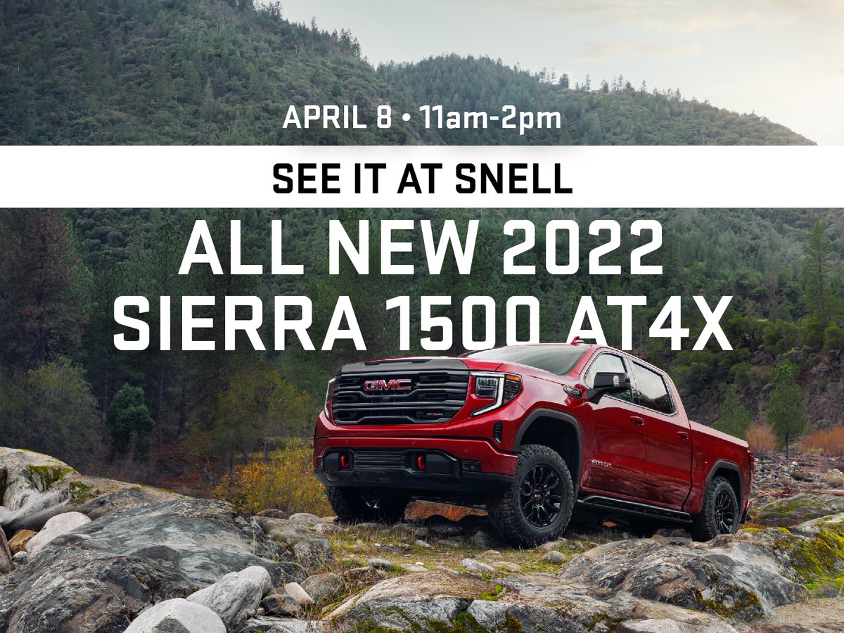 Come experience the new 2022 GMC #Sierra1500 AT4X on April 8! The truck will be in our showroom for viewing from 11am-2pm.