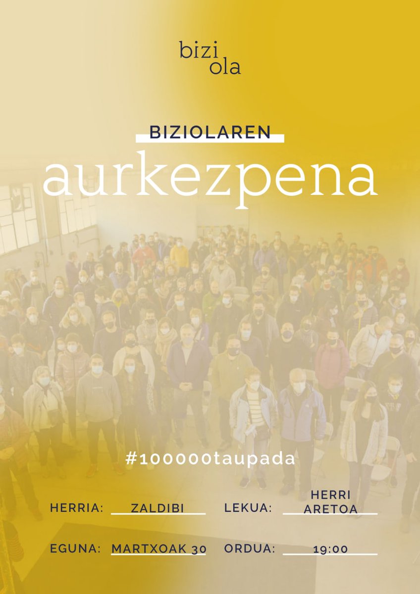 ... Eta bihar zaldibitarren txanda.
Herri aretoan elkartuko gara 19:00etan. #100000taupada