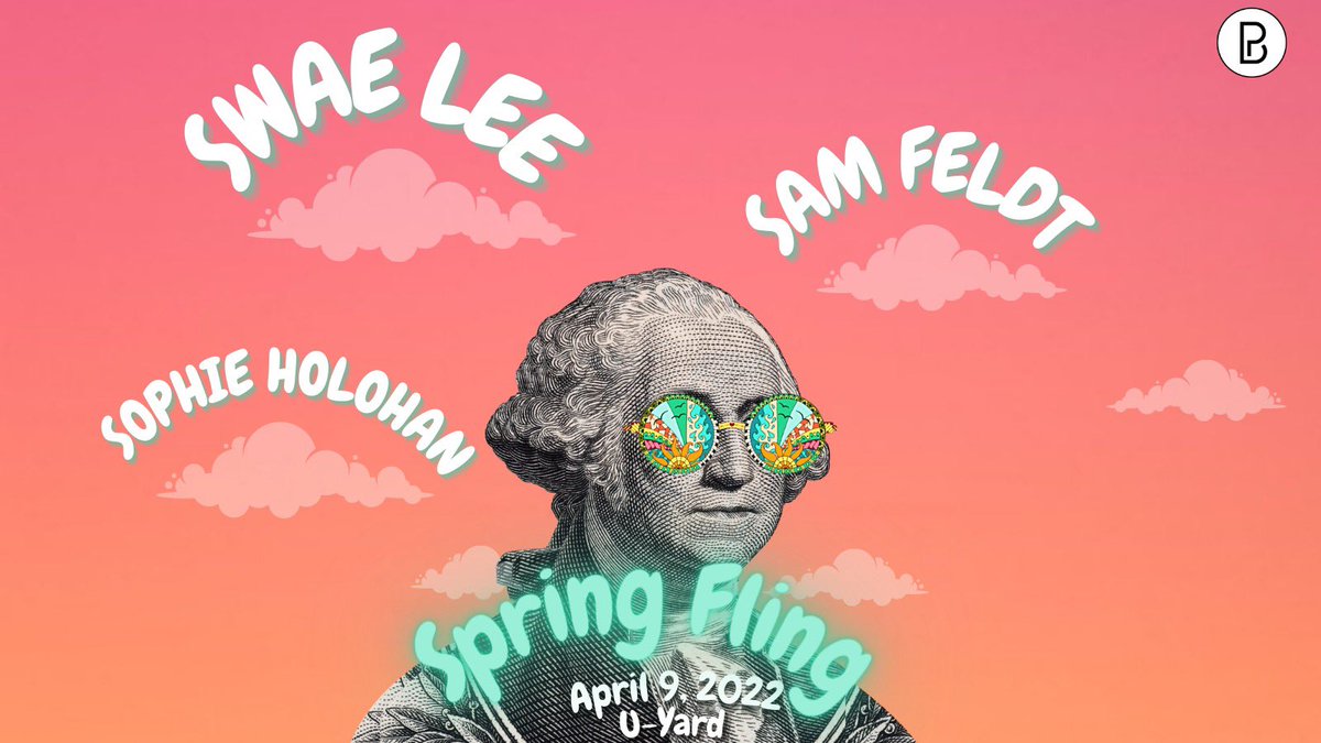 Spring Fling 2022 artists are Swae Lee, Sam Feldt, and Sophie Holohan! Join us in U-Yard on April 9th for free food, activities, giveaways, and more! 

This event is only open to current GW students, GWorld is required for entry, no bags or water bottles permitted.