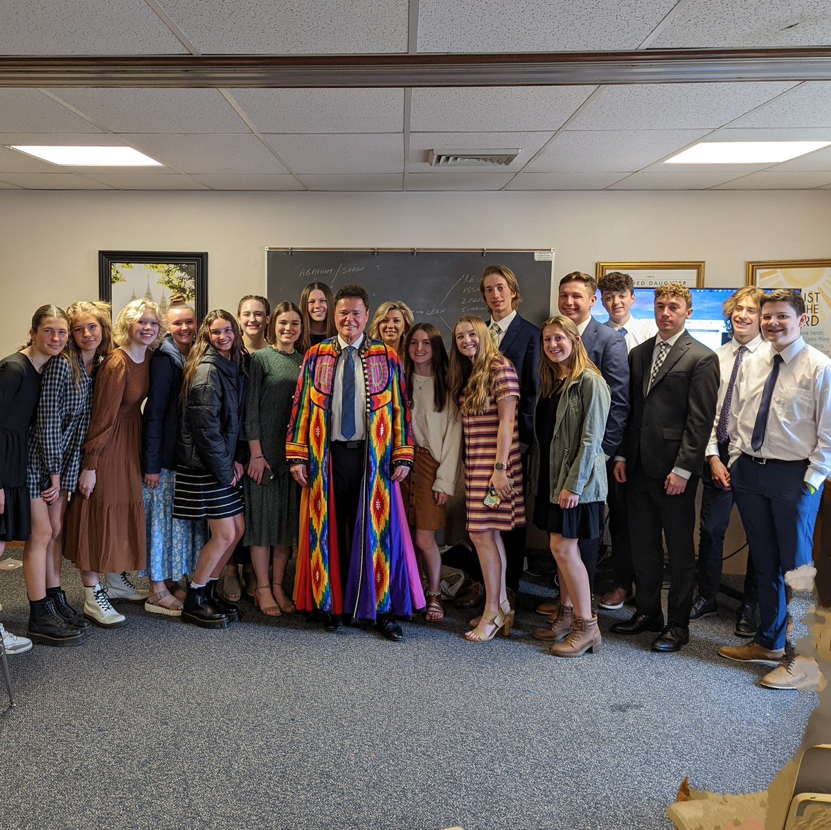 donnyosmond's tweet image. I teach Sunday School for the 15, 16 and 17 year old teenagers at our church. This day was the story of Joseph from the Old Testament. What better way to teach that lesson than to wear my Joseph coat. So I guess you could say, Joseph taught about Joseph. 😉