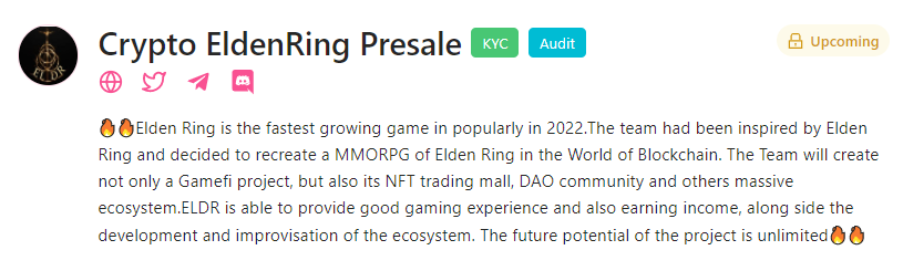 C_EldenRing's tweet photo. Hello Tarnished 🔥 🔥

we had successfully get the KYC badge and Audit badge from #pinksale  

LFG🚀🚀

#MMORPG #GameFi #P2E #PlayToEarn
#BSC #IDO https://t.co/zEyEjdYaHM