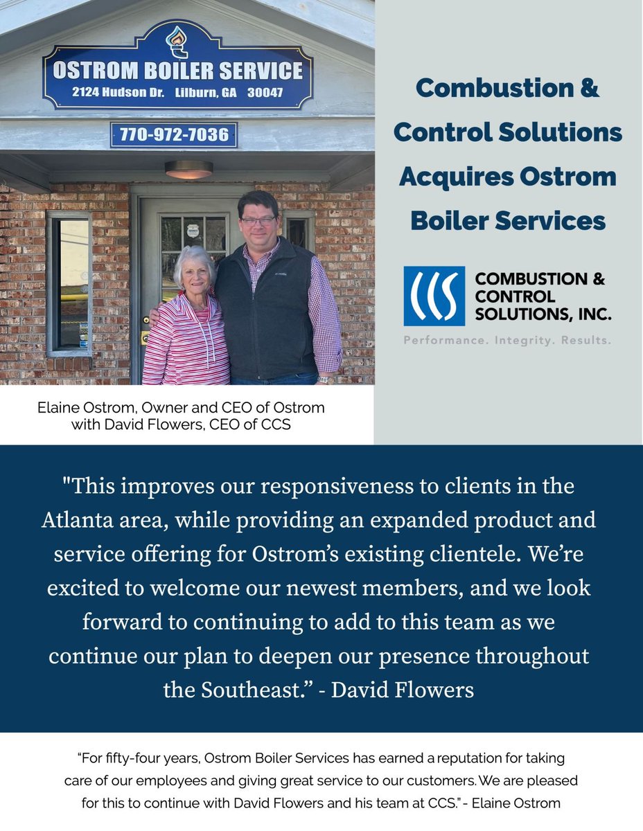 ccsboiler's tweet image. CCS is proud to welcome 54 years of history and expertise into our family to better serve our Atlanta market clients.