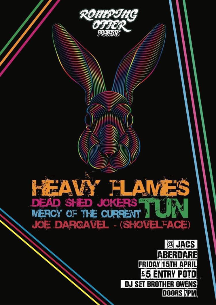 heavyflamesband's tweet photo. Next gig is this tasty offering in Jacs in Aberdare on 15th April. Five pounds on the door.  @deadshedjokers @BrotherOwens https://t.co/ITSf6VEYA8
