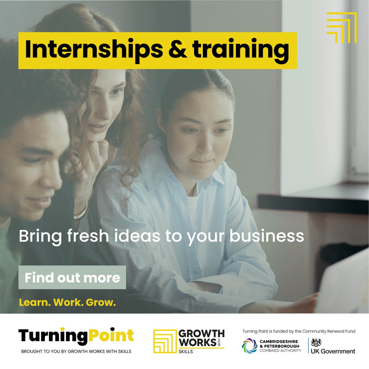 GWwS_UK's tweet image. As a #fenland or #peterborough employer, you can access funding for internships and training via our Turning Point project. Keen to learn more? bit.ly/3DcQoKA

#internshipsupport #peterboroughemployers #internshipfunding #fenlandemployers  #trainingfunding