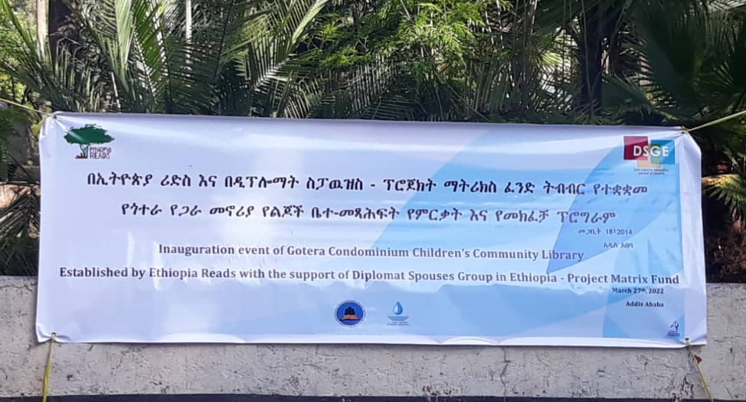 EthiopiaReads's tweet photo. On Sunday we opened the doors to a BIG brand new Children's Library 📚 at the large compound of Gotera Condominium serving over 2000 young children (U12) living there!!! Thanks to DGSE and @samraraya !!! @WBG_Education @HoheAwards @BerhanuNegaB #ThoseWhoReadBloom #AddisAbaba https://t.co/03mDRtDisy