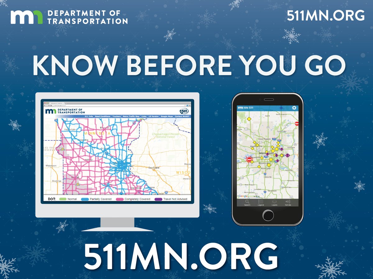 MnDOT's tweet photo. Be prepared for changing road conditions across Minnesota as rain could change to snow overnight and into Wednesday.
Know before you go! Check https://t.co/yhtPwRf2sU to see current conditions and traffic impacts along your route.
#KnowBeforeYouGo #511mn #MnDOT https://t.co/VDcfFc6Mce