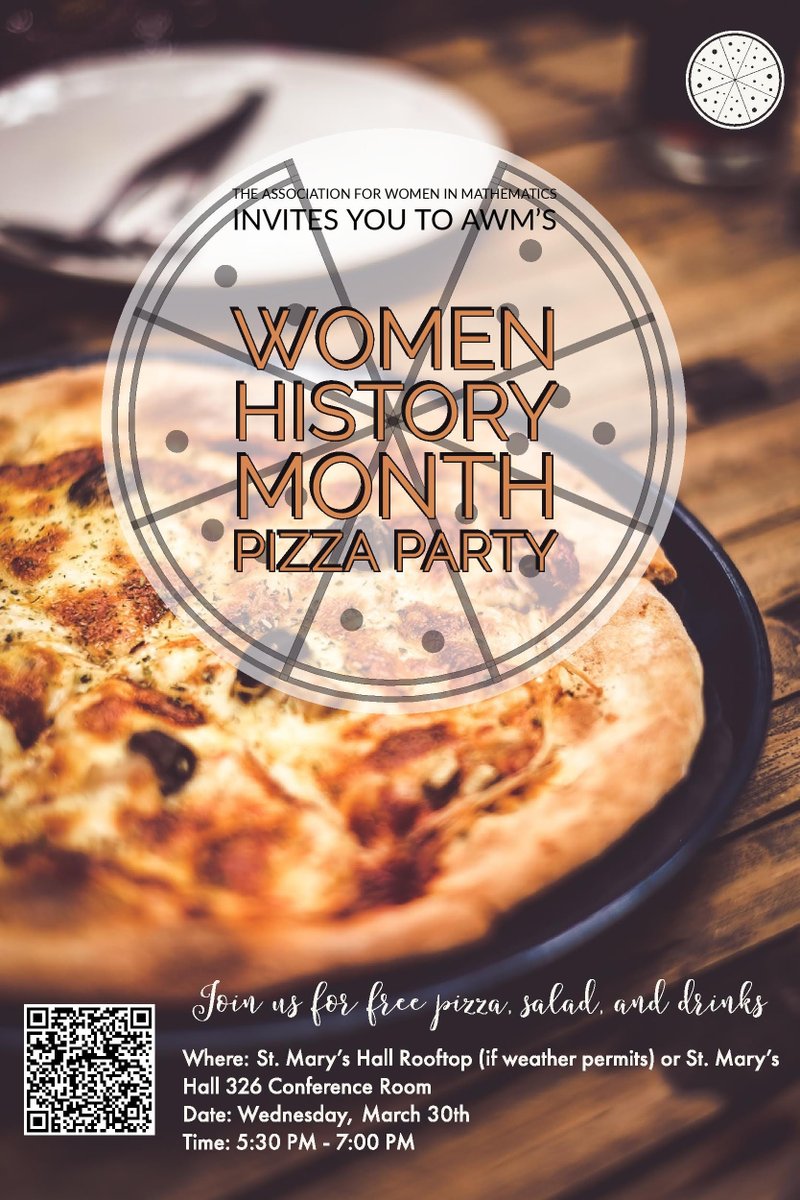 GUMCGSO's tweet photo. Please join the GU chapter of AWM's first event as they celebrate the end of Women's History Month. They will have pizza, salad, drinks, and dessert! RSVP with the QR code below or at this link: https://t.co/6ARJq55mH8 https://t.co/GszfLvtUDZ