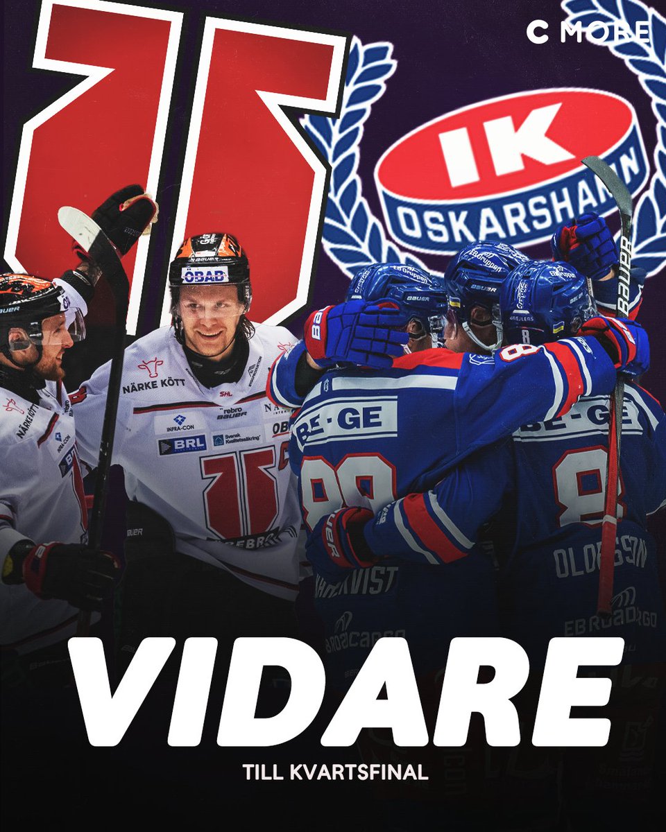 TV4_Hockey's tweet photo. Örebro och Oskarshamn är klart för kvartsfinal 🔥 Historisk Kvartsfinal väntar Oskarhamn som är vidare för första gången i klubbens historia 💥 https://t.co/Lu7NqALD2x