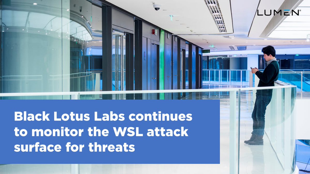 lynchjerryt's tweet photo. Last fall @BlackLotusLabs discovered what had, until then, only been theorized: #Linux binaries were being used as loaders in #Windows Subsystem for Linux (WSL). Now, our @LumenTechCo security research reveals threats still lurk. Read the report: #BLL https://t.co/1ypkckS4I1 https://t.co/KiFwRGWoE2