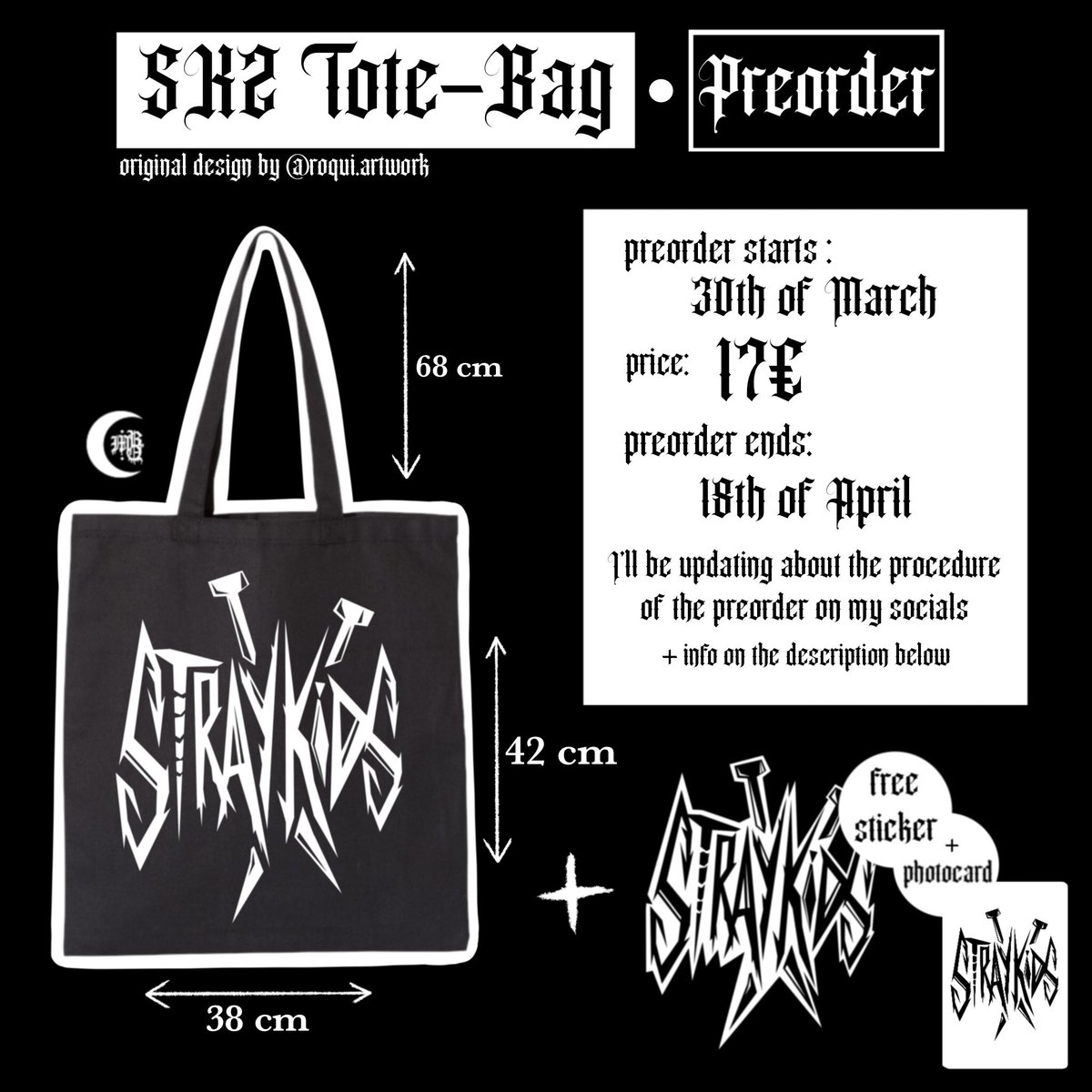 roquiartwork's tweet photo. SKZ TOTE-BAG • PREORDER 
original design by me! 

hi hi hi ~
something I’ve been wanting to get done for SOO LONG please it would mean the world to me if you could RT it so it gets to more people!!  (more info below!) https://t.co/SJvnJl6l5p