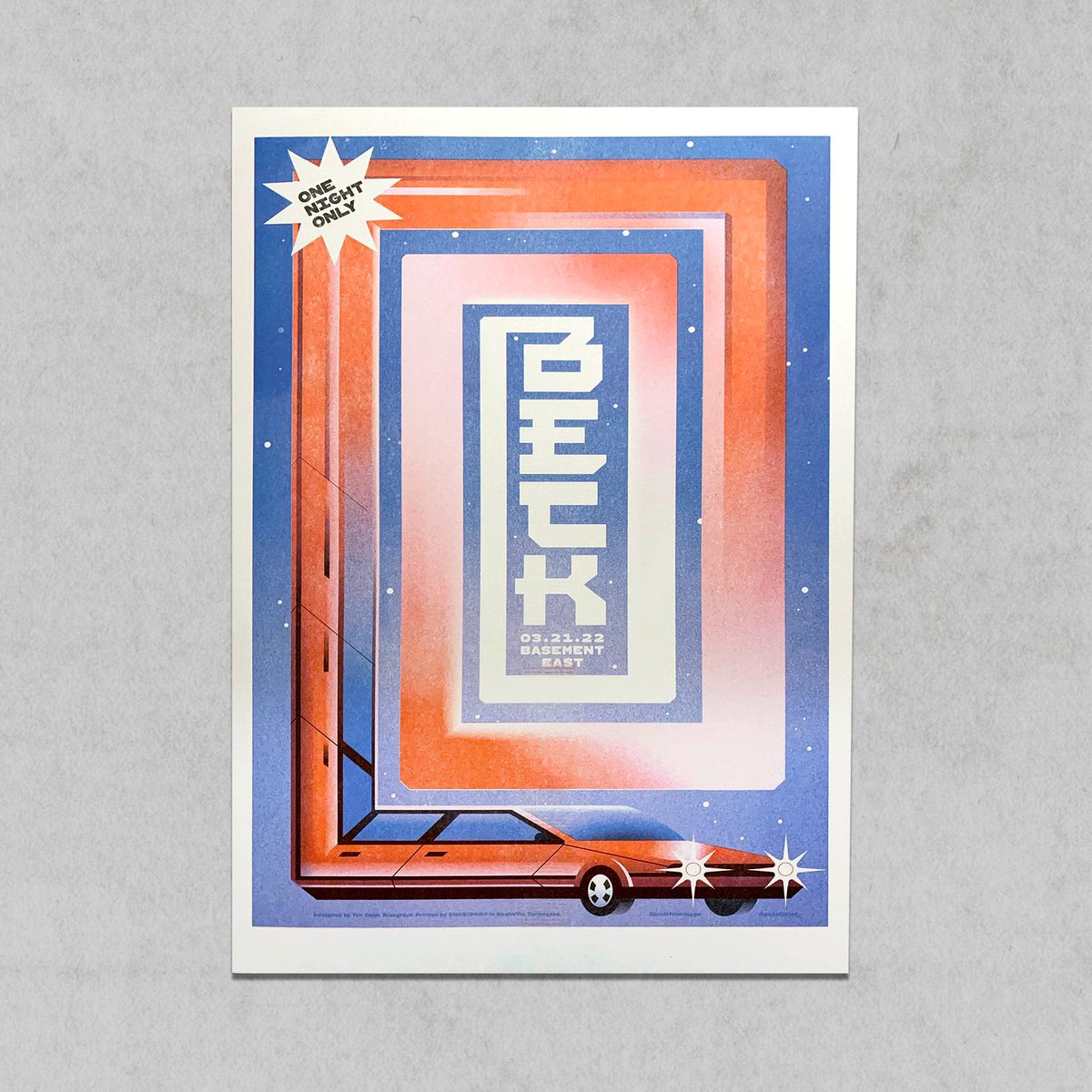 late posting but here's a four-color riso poster I did for <a href="/beck/">Beck</a> 's solo acoustic show at <a href="/BasementEast/">The Basement East</a> last week. Printed by <a href="/ghostprint_/">GHOSTPRINT</a> . AP's available from Ghostprint's shop: ghostprint.shop/shop/p/beck-at…

Check the thread for a little process schpeel