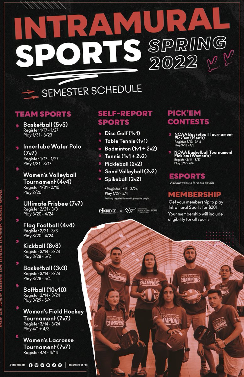 VTRecSports's tweet photo. @_MSUCampusRec Schedule design looks... ✨familiar✨ @_MSUCampusRec 🤔 https://t.co/GrCm4AVKYM