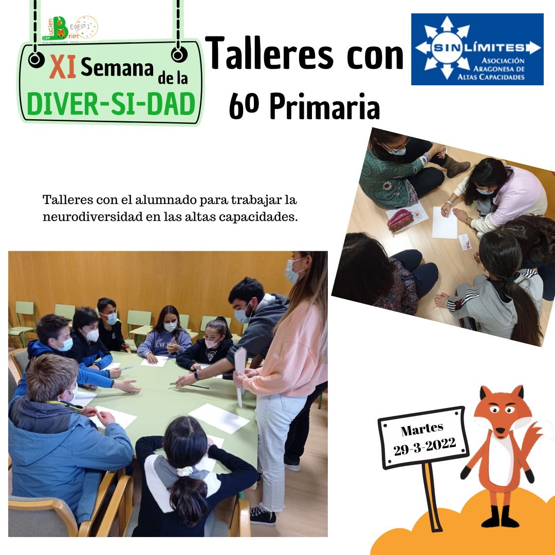 ceiplucienbriet's tweet photo. Trabajamos la neurodiversidad en las altas capacidades mediante estaciones. El alumnado de sexto ha aprendido y disfrutado mucho de la actividad. Muchas gracias a Marian y Mónica. !!Y mañana continamos!! https://t.co/oBSEJvjG8I