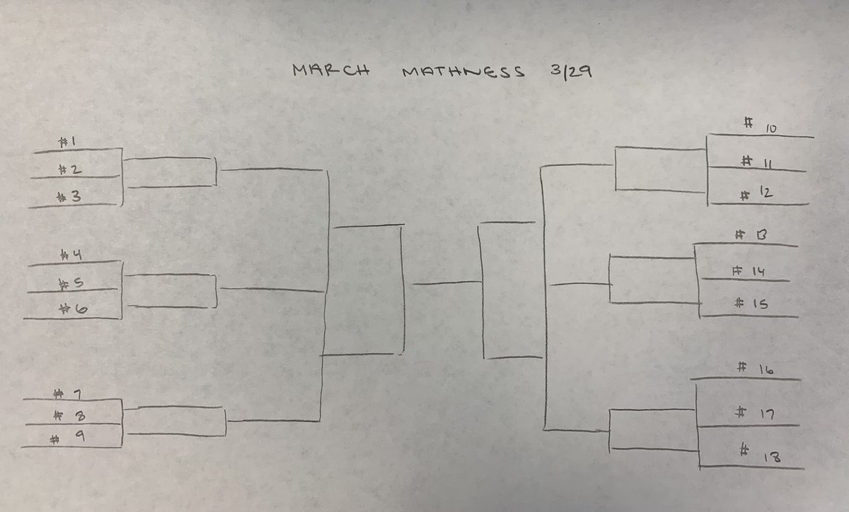 VMHS_MuAlpha's tweet photo. March Math-ness going on during today’s Mu Alpha Theta meeting. 
✏️🧮📏 

Congrats to Krish and Vignesh for winning the bracket!🏆 https://t.co/w7zQEuBBjO