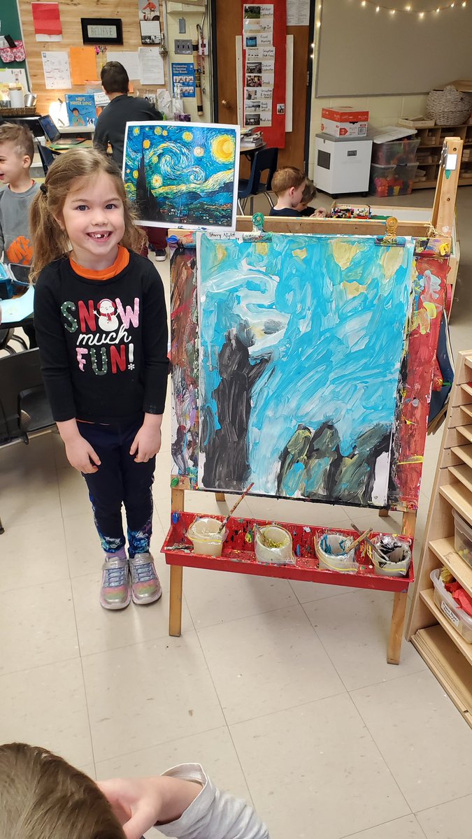 K5htb's tweet photo. My favourite time of year! Learning about famous artists! Getting our Starry Night on. Look at our incredible artists! 🎨 @GrfSchooners @dsbn @RECEMacKay https://t.co/md6evKC9Ed