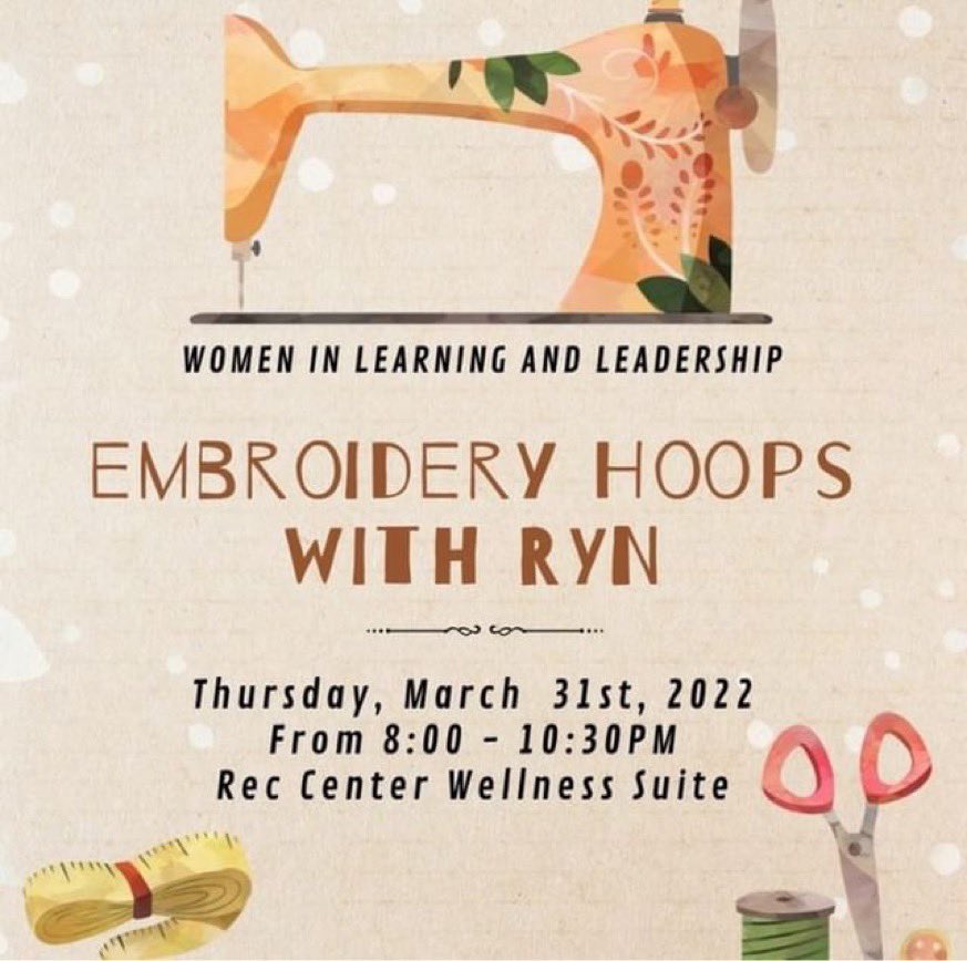 WILL_TCNJ's tweet photo. We are collaborating with RYN at the Rec Center on Thursday 🤩. Make your own embroidery hoop design to display as decor! https://t.co/W6OmAG4Awj