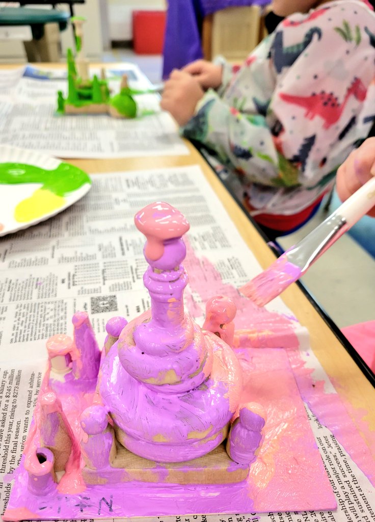JuliaGoggi's tweet photo. Our youngest artists enjoying process based art. #academicchoice using a variety of rich paint colors. If done early, children might explore our soft areas. @WPSSicomac https://t.co/qnLPebddMA