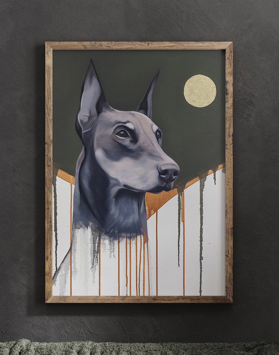 Second time painting the same Doberman. Clearly I love this dog lol