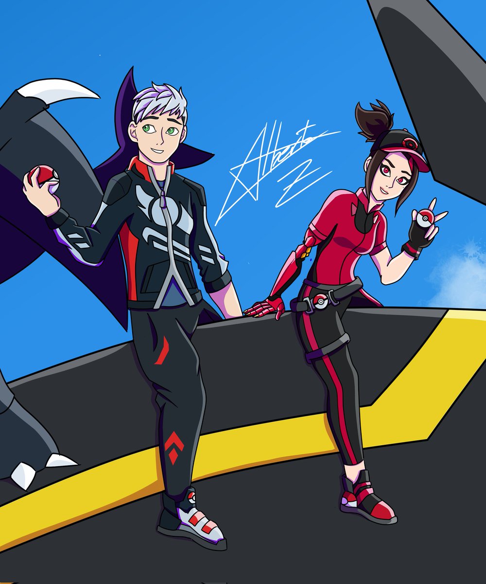 Black_Shark17's tweet photo. "This is incredible"

second day of #shipweekchallenge today it's pokemon theme and I put these two next to garchomp and rayquaza because I thought they would look good with them, what do you think? tomorrow I see them with two very eighties demons 👀

#fnshipweek #digitalart https://t.co/IxcNj2nKO2