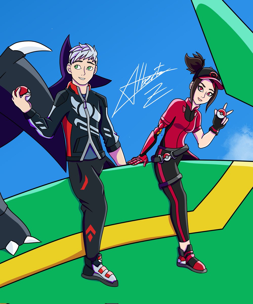 Black_Shark17's tweet photo. "This is incredible"

second day of #shipweekchallenge today it's pokemon theme and I put these two next to garchomp and rayquaza because I thought they would look good with them, what do you think? tomorrow I see them with two very eighties demons 👀

#fnshipweek #digitalart https://t.co/IxcNj2nKO2