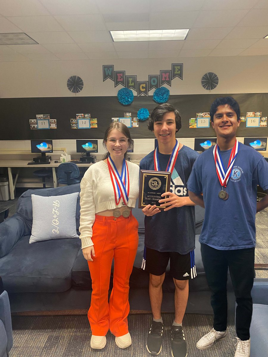 Super Proud of the KHS Accounting Team. They secured 1st team at Districts last Saturday. The took 1st 2nd &amp; 3rd individual as well. They are Region BOUND. Olivia, Matthew &amp; Carlos GREAT JOB!! <a href="/HumbleISD_KHS/">Kingwood High School</a> <a href="/HumbleISD_CTE/">Humble ISD CTE</a>