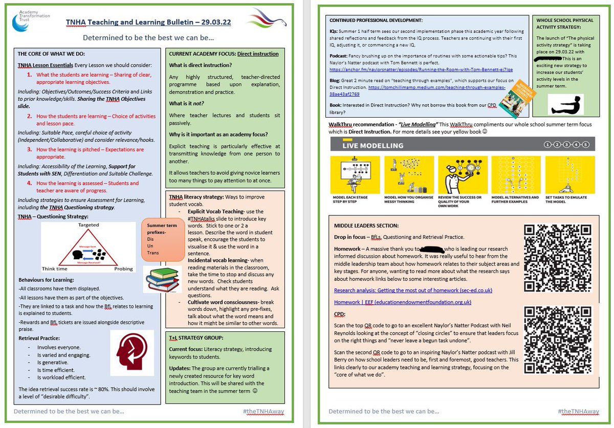 CatherineRusht2's tweet photo. It’s that time again when all our hard work on T+L gets distilled into the half-termly T+L Bulletin. Super excited to be moving our termly focus to direct instruction 🙂 https://t.co/94Sl9upLuv