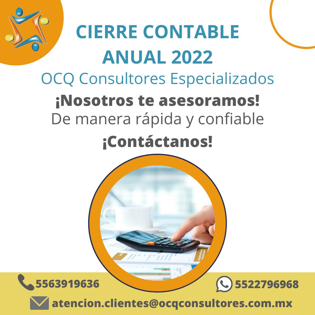 OCQCONSULTORES's tweet photo. ¡Este año se realiza el cierre contable!
¿Necesitas asesoramiento? Nosotros podemos ayudarte ✅
¡Contáctanos!

Visita nuestra pagina 👉 https://t.co/qj14ykVFqI https://t.co/ulpu6OBzyZ