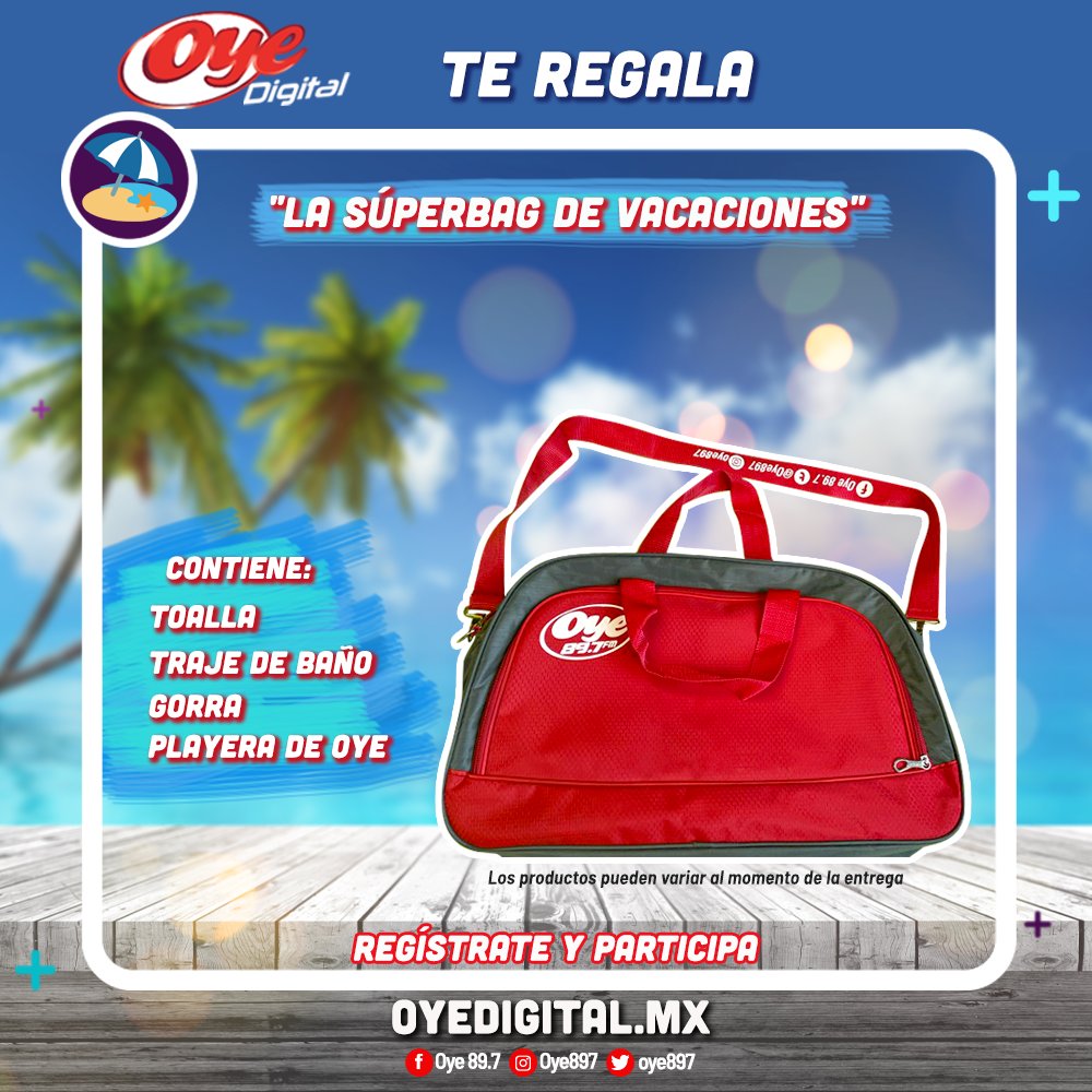 ExaRebeldes's tweet photo. @Oye897 tiene para ti la😀😀😀 #SuperBag para estas vacaciones y para que sea tuya solo registrate en https://t.co/rM6UvDLYtg y participa para ser un ganador @OyeSergioMejia #OyeaConnection
#EstaPadrisima https://t.co/JcLKUY7sft