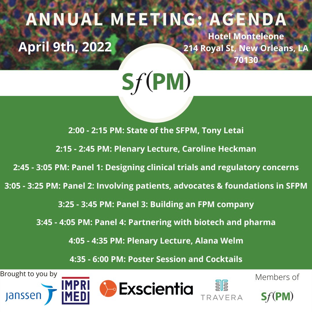 TheSFPM's tweet photo. Check out our agenda for the Annual Meeting on April 9th, 2022. Visit https://t.co/ShIJhFZ1TU for more details on the panelists, speakers, and moderators. Free registration for the event at the link here: https://t.co/yDAbWpKEMO . Register now, the #FutureIsFunctional! #SFPM2022 https://t.co/362pegzOyG