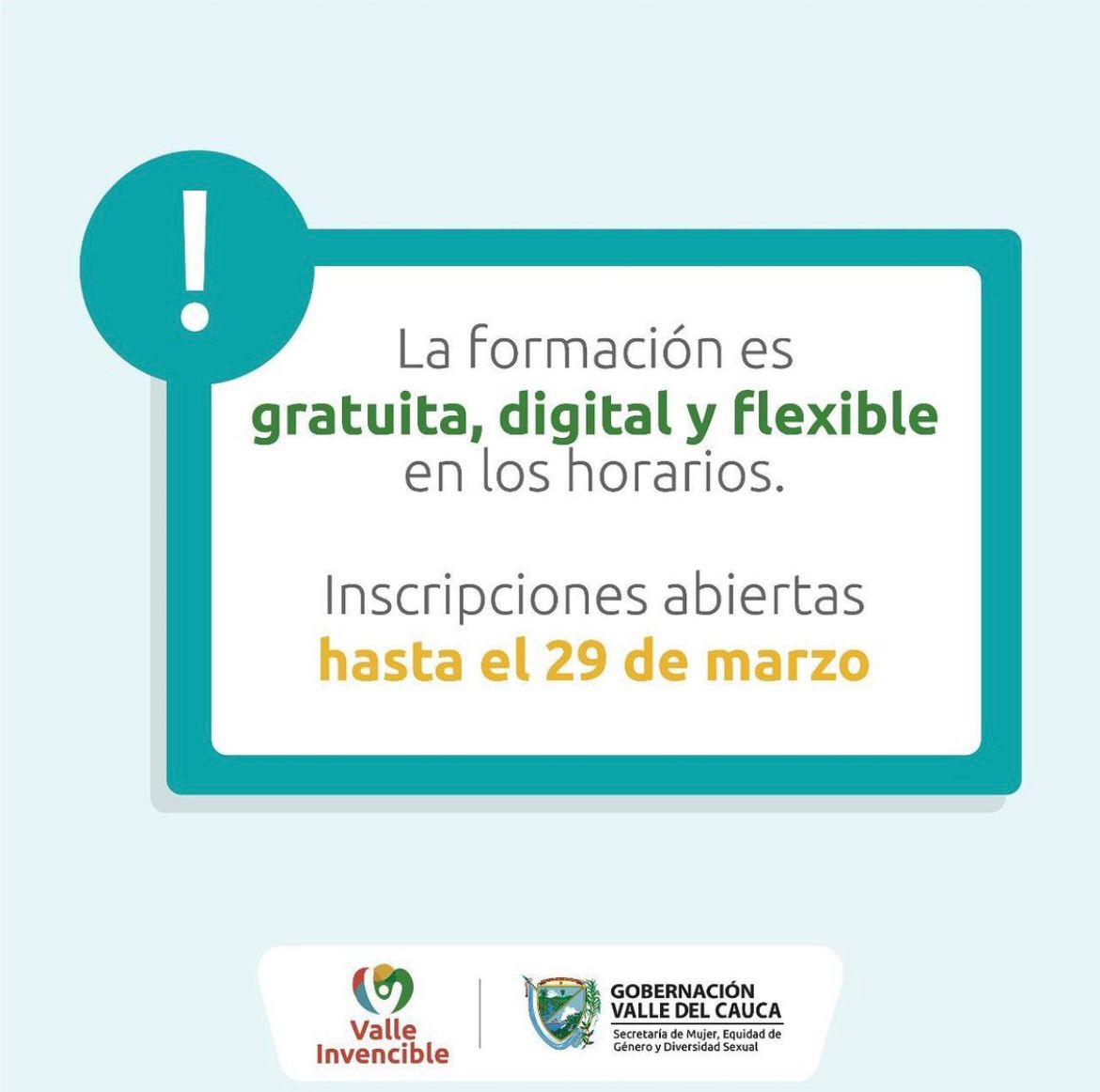 ClaraLuzRoldan's tweet photo. Hoy les quiero hacer una invitación muy especial a las mujeres rurales de nuestro #ValleInvencible. Vamos a fortalecer los conocimientos de 1.000 mujeres con el curso #MisFinanzasCuentan desde @EquidadValle. ¡Hasta hoy hay plazo para inscribirse! https://t.co/y834Pk8J8U