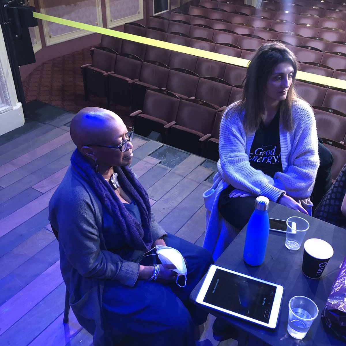 GregMosse's tweet photo. Backlit playwrights ! @kateweb / @nmarkou1 / @ShaiHussain / @Voices4Real / @franbushe / @cobos_rebeca https://t.co/ON96yClkSy