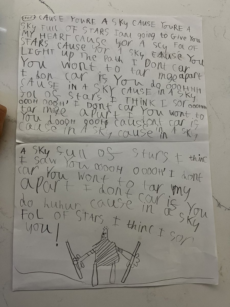 captainrossco89's tweet photo. When your 7 year old shows you what he’s been busy doing the last couple of hours 💙 ⭐️ he’s obsessed!!  #sing2 #skyfullofstars @ChrisOfColdplay @coldplay @TaronEgerton https://t.co/x7XfU8ZnDU