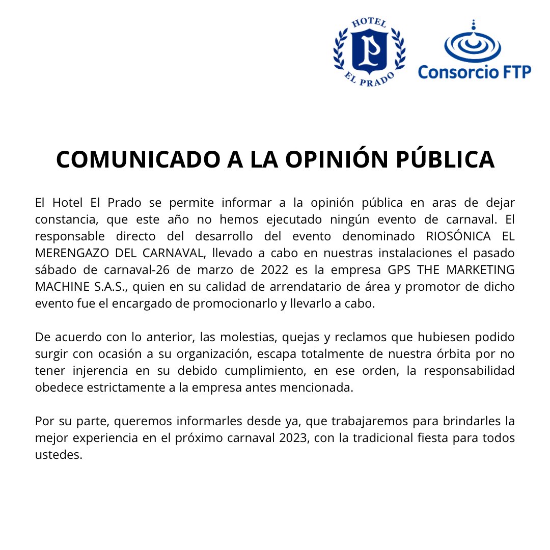 COMUNICADO A LA OPINIÓN PÚBLICA.
