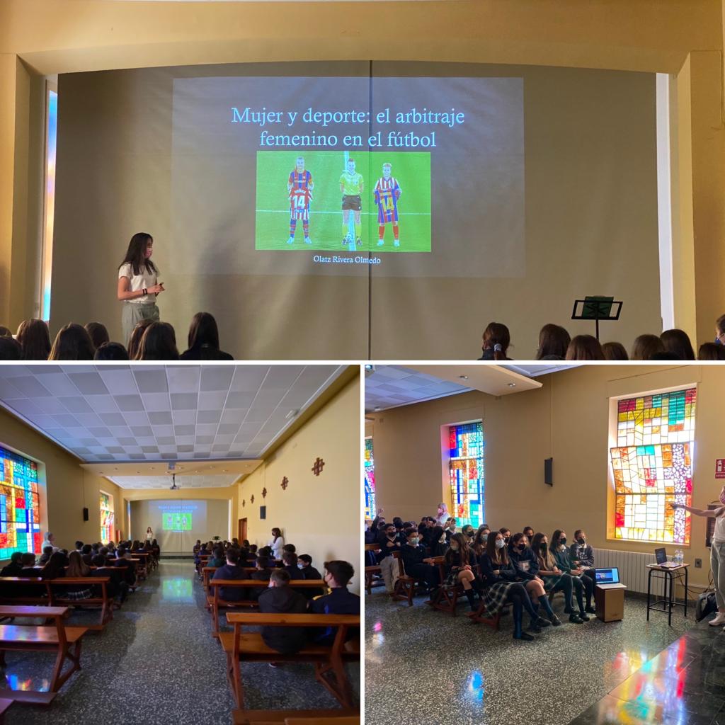 colegiocondes's tweet photo. Programa @PivaAragon: Mujer y Deporte.
Olatz Rivera Olmedo, árbitra de la Primera División Liga Iberdrola, ha compartido con nosotros sus conocimientos y su experiencia profesional. Gracias por enseñarnos tanto. @epsAragon @InnovaEducAr @SaresAragon #pivaaragón #pivateando https://t.co/nCq89Am1SC