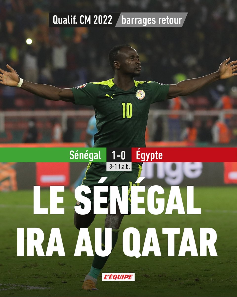 lequipe's tweet photo. Le Sénégal bat une nouvelle fois l'Egypte > https://t.co/UfkRWeKwcb https://t.co/vAUSnktnKD