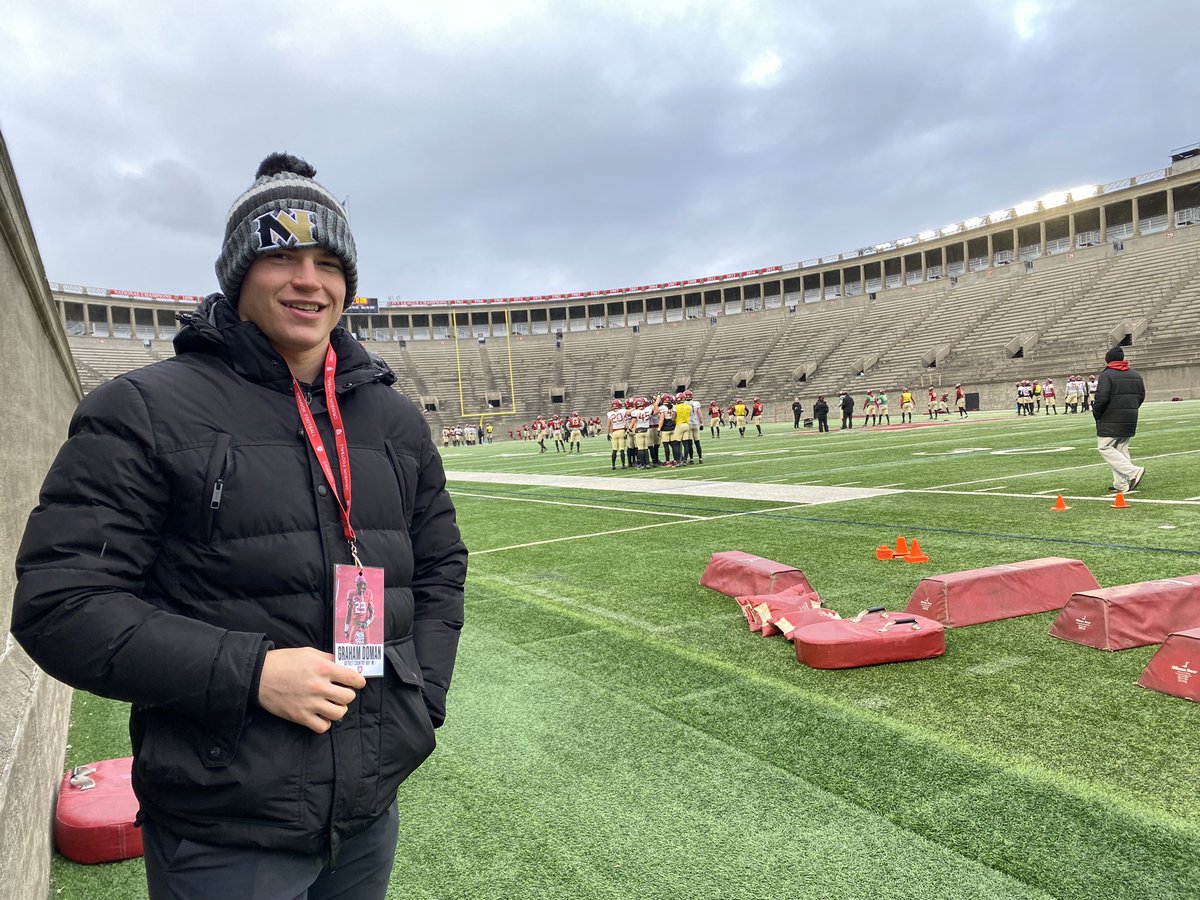 DomanGraham's tweet photo. Thank you @Crim_Recruiting and @Coach_Joel_Lamb for taking me around the Harvard campus and football facilities. I enjoyed learning about Harvard University and all of the opportunities it provides! #GoCrimson https://t.co/cMy1sPbRCv