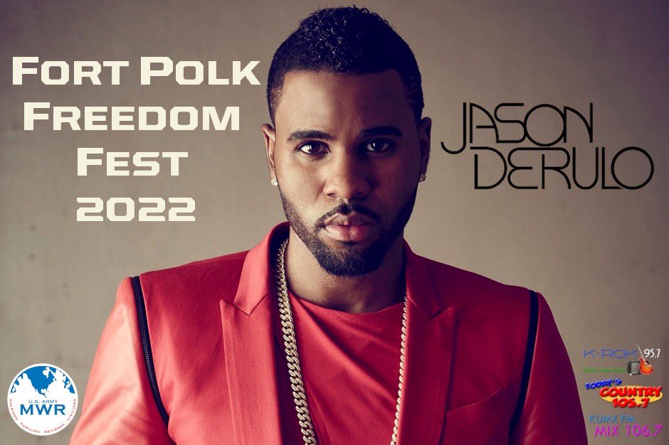 Chaston_Tavares's tweet photo. 🚨FREEDOM FEST 2022🚨

JRTC and Fort Polk has announced that JASON DERULO, will Headline “FreedomFest 2022” on Saturday June 11, 2022. The show will be Free admission, and open to the public. https://t.co/KVIZFRttH1