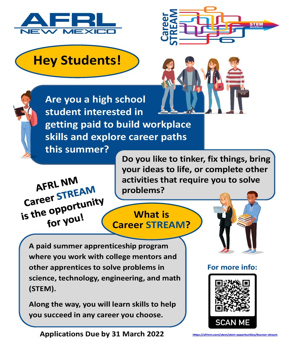 Just 2 days left to apply for this summer paid internship. #STEM #STEMED #AFRL #NMMESA