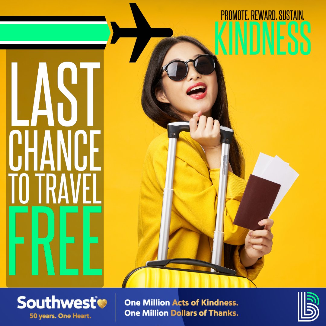 LAST CHANCE to enter our Little Acts of Big Kindness Campaign! Enter by the end of business tomorrow for a chance to win airline tickets!
bbbsislandcounty.org/kindness

#SouthwestHeart #HeartinAction #Southwest50 #LittleActsBigKindness #pnw #free #giveaway