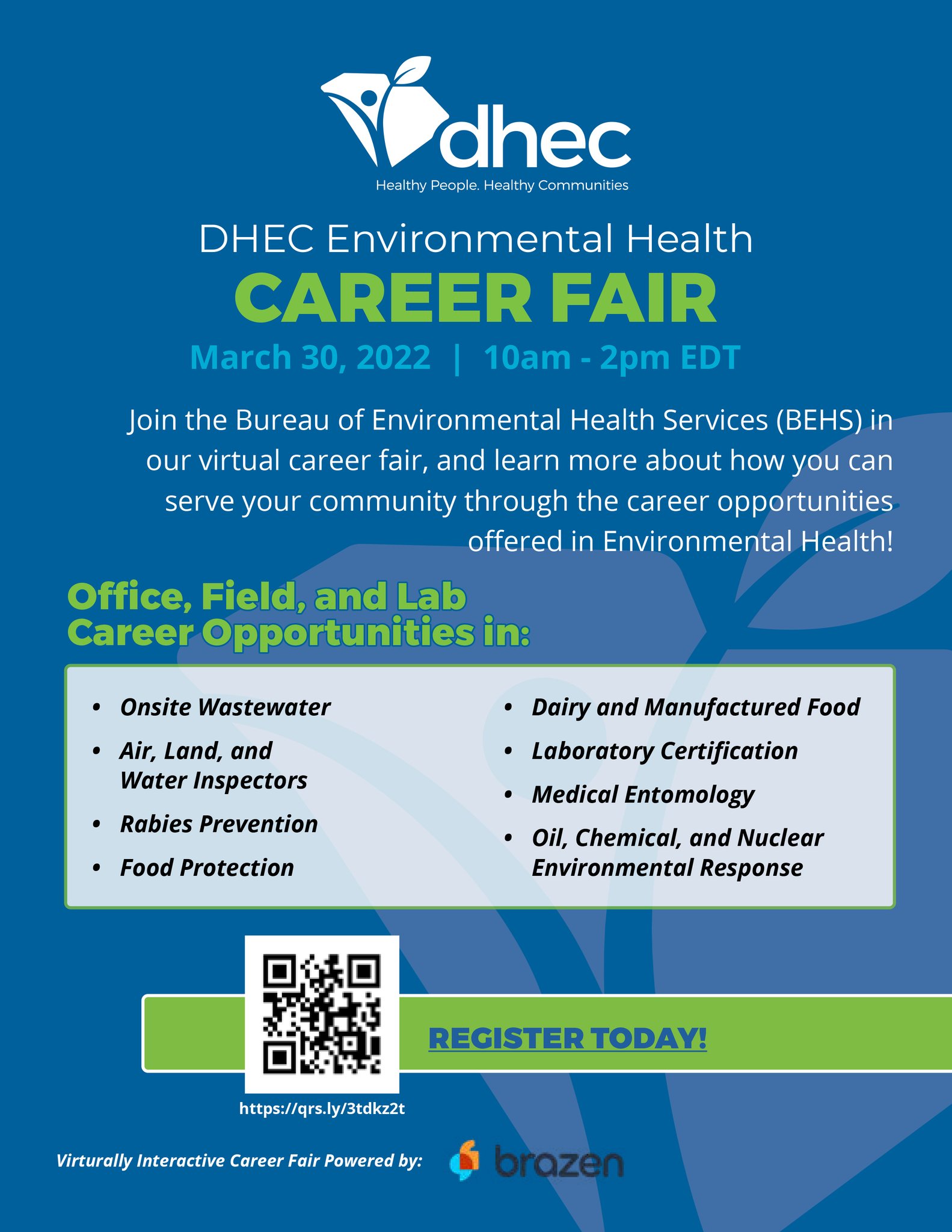 SCDHEC on Twitter "REMINDER JobFair DHEC's Bureau of Environmental