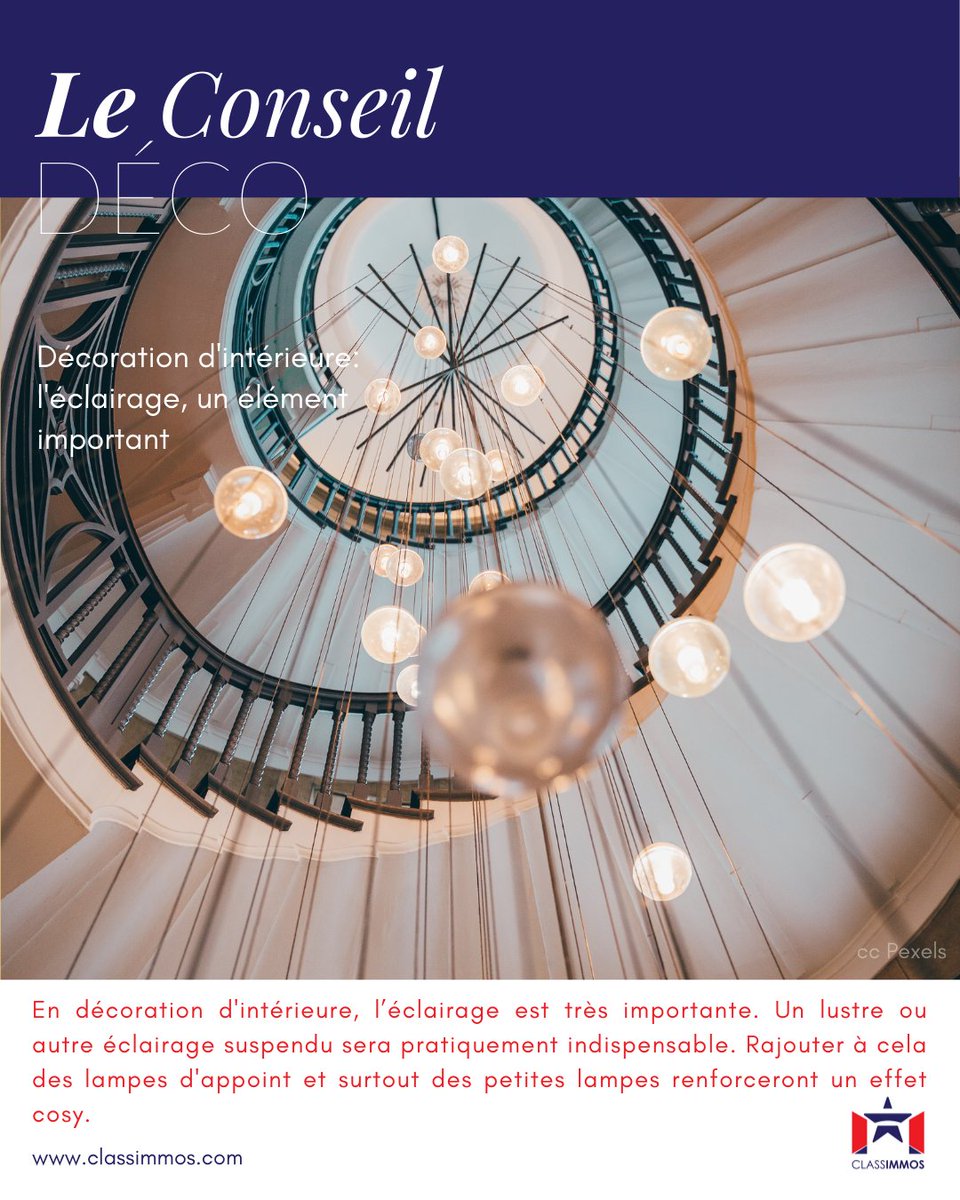 ClassImmos_M's tweet photo. 𝑳𝒆 𝑪𝒐𝒏𝒔𝒆𝒊𝒍 𝑫𝑬𝑪𝑶
Voici notre deuxième conseil.
 
L’éclairage est un élément 𝐢𝐦𝐩𝐨𝐫𝐭𝐚𝐧𝐭 dans la décoration intérieure. [..] respecter 𝐥’𝐞𝐫𝐠𝐨𝐧𝐨𝐦𝐢𝐞 ��𝐞 𝐥𝐚 𝐩𝐢𝐞̀𝐜𝐞...

#classimmos #immobilier #interiordesign #realestate #immo #ilovemyjob https://t.co/jVEmE6FwTQ